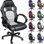 TecTake Chaise fauteuil siège de bureau hauteur réglable sportive - diverses couleurs au choix - (Blanc)